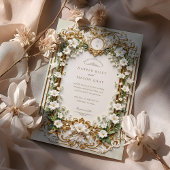 Lys blancs élégants avec Faux Gold Invitation