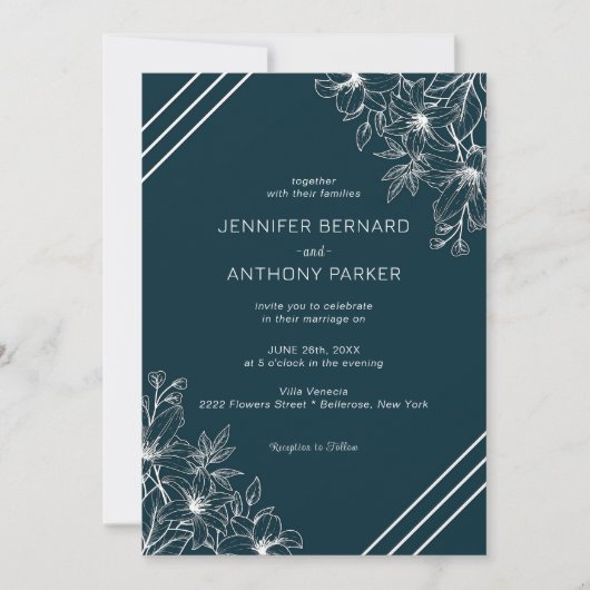 Lys blancs Faire-part de mariage à main (Devant)