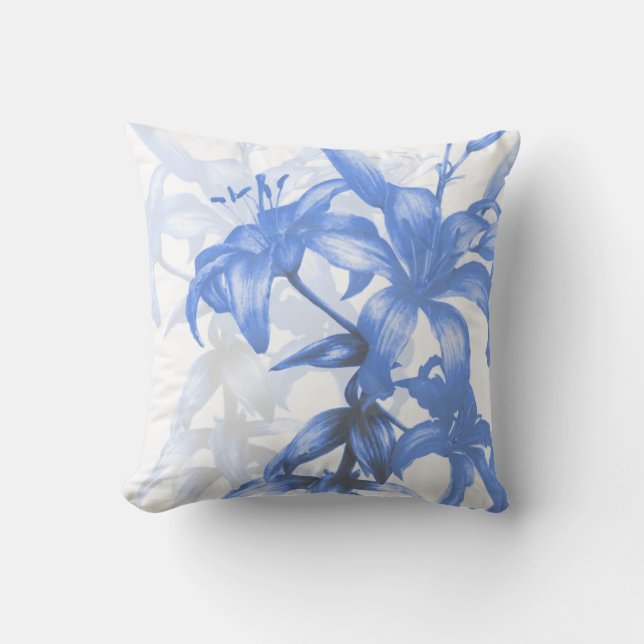 "Lys bleus Eden" art carré coussin (Recto)