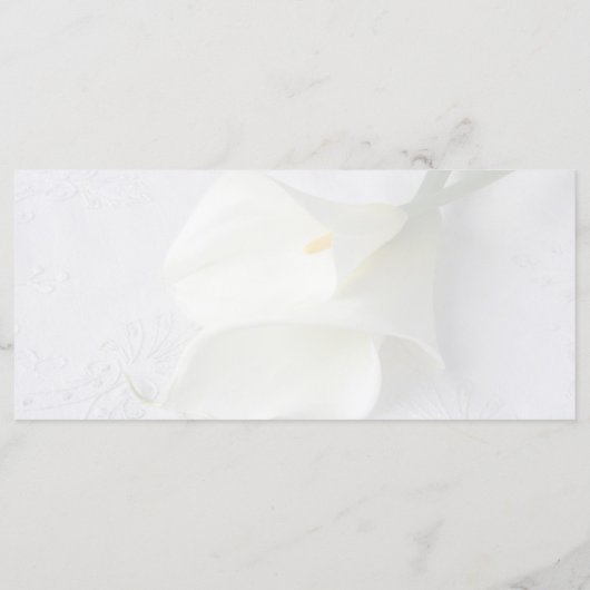 lys calla blanche sur lin carte menu mariage (Dos)