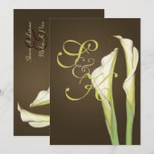 Lys calla sur invitations de mariage café (Devant / Derrière)