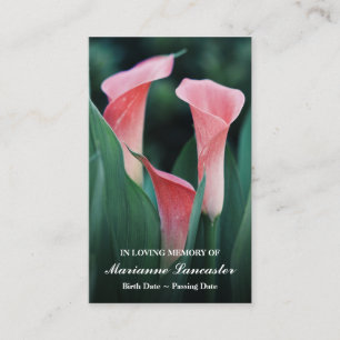 Lys d'arum rose Cartes de prières funéraires com
