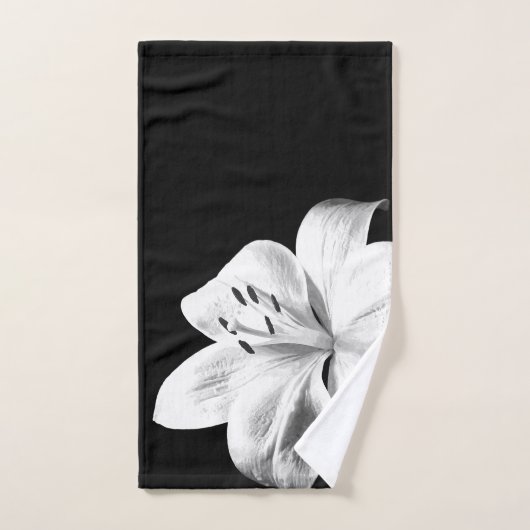 Lys de fleurs noires et blanches (Serviette à main)