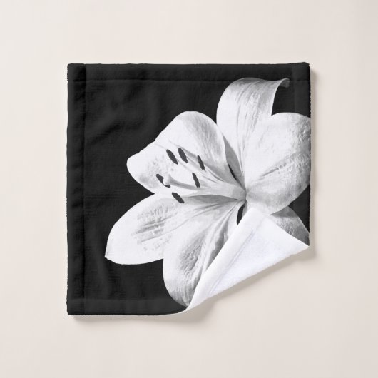 Lys de fleurs noires et blanches (Gant de toilette)