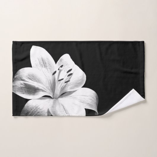 Lys de fleurs noires et blanches (Serviette à main)