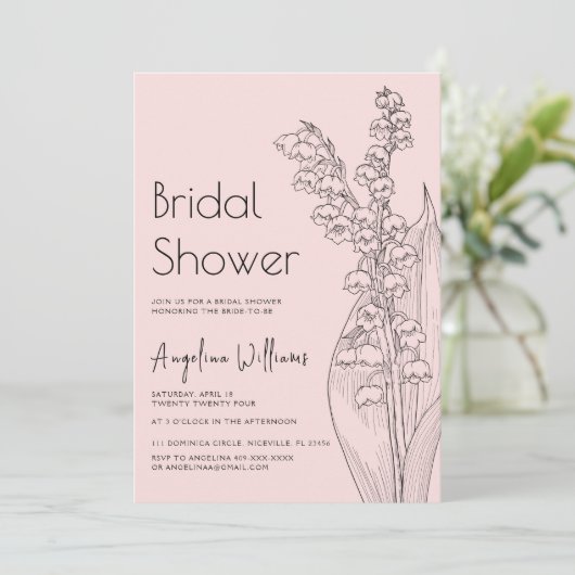 Lys de la vallée Invitation douche nuptiale (Debout devant)