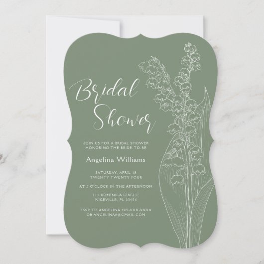 Lys de la vallée Invitation douche nuptiale (Devant)