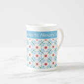 Lys d'eau rose, libellules, Mug de Chine osseuse (Devant droit)