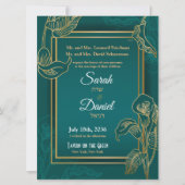 Lys d'or vert Faire-part de mariage juif (Devant)