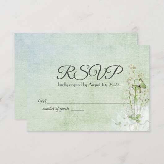 Lys du bouquet de vallée et papillon RSVP (Devant / Derrière)