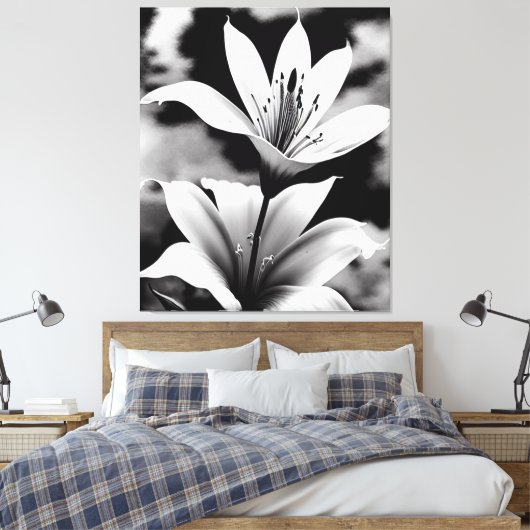 Lys en toile noire et blanche Impression (Insitu(Chambre))