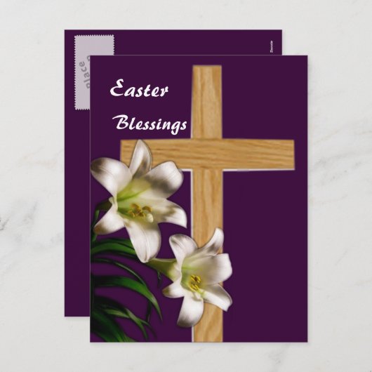 Lys et carte postale de Pâques (Devant / Derrière)