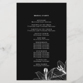 Lys floraux noirs et blancs Programmes de mariage (Dos)