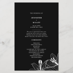 Lys floraux noirs et blancs Programmes de mariage