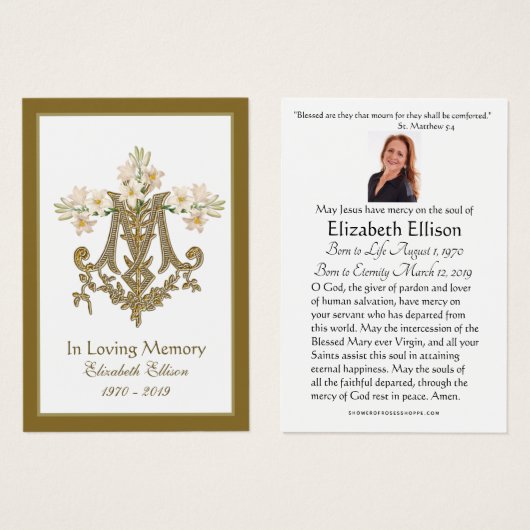 Lys funéraires de la Croix mariale d'or religieux (Devant & derrière)