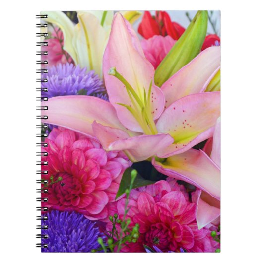 Lys roses et dahlia carnet d'impression de fleurs (Devant)