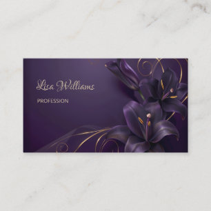 Lys violets Fleurs 3D Carte de visite de luxe