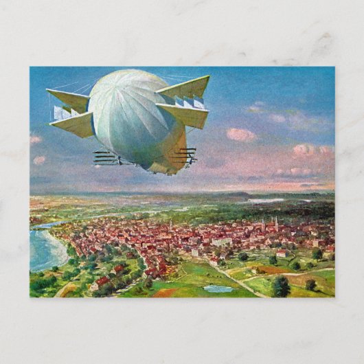 LZ3 Zeppelin Vintage Carte postale 1908 restaurée (Devant)