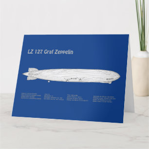 LZ 127 Graf Zeppelin - Luchtschip Blauwdruk Planne Bedankkaart