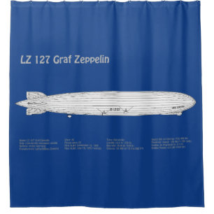 LZ 127 Graf Zeppelin - Luchtschip Blauwdruk Planne Douchegordijn