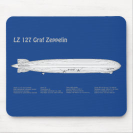 LZ 127 Graf Zeppelin - Luchtschip Blauwdruk Planne Muismat