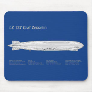 LZ 127 Graf Zeppelin - Luchtschip Blauwdruk Planne Muismat