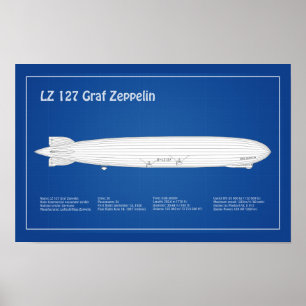 LZ 127 Graf Zeppelin - Luchtschip Blauwdruk Planne Poster