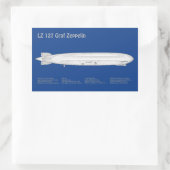 LZ 127 Graf Zeppelin - Luchtschip Blauwdruk Planne Rechthoekige Sticker (Tas)