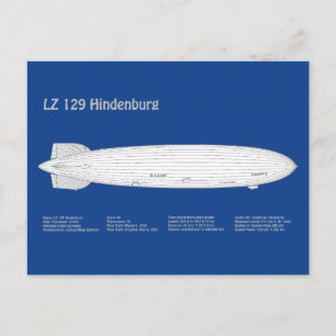 LZ 129 Hindenburg - Luchtschip Blauwdruk Plannen A Briefkaart