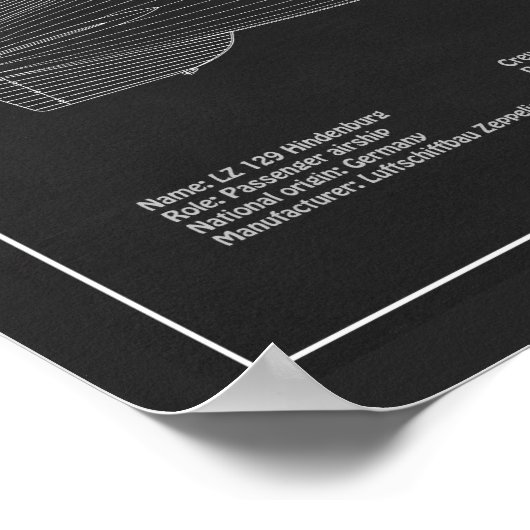 LZ 129 Hindenburg - Luchtschip Blauwdruk Plannen P Poster (Hoek)