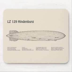 LZ 129 Hindenburg - Luchtschip Blauwdruk Plannen S Muismat