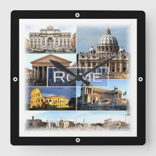 LZO002 ROME, Lazio, Italië, Square Wall Clock Vierkante Klok