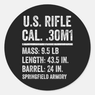 M1 Garand Rifle Funny Ww2 Vet Tweede Wereldoorlog Ronde Sticker