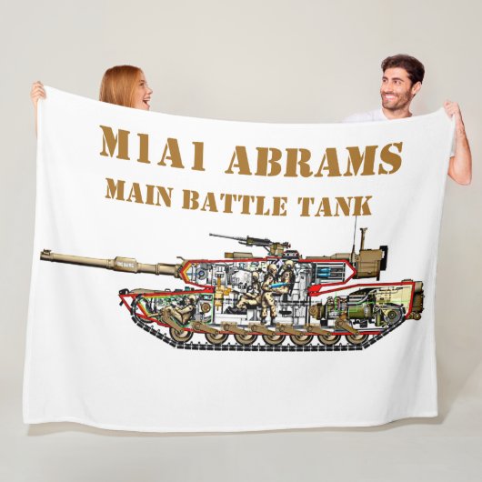 M1A1 ABRAMS BATTLE TANK FLEECE DEKEN (In situ)