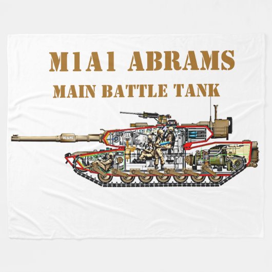 M1A1 ABRAMS BATTLE TANK FLEECE DEKEN (Voorkant (Horizontaal))