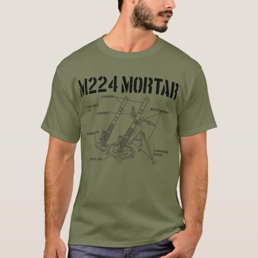 M224 Mortier Schematic Mortarman M224 Mortier T-shirt (Voorkant)
