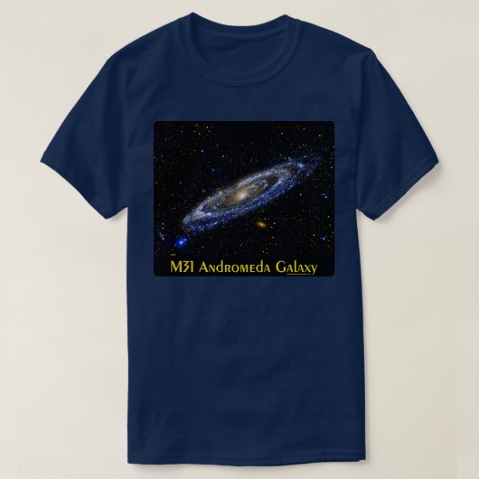 M31 de Andromeda Galaxy Astronomie T-shirt (Design voorkant)
