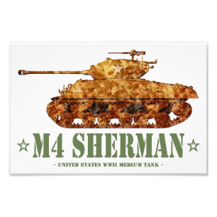 M4 Sherman Tweede Wereldoorlog Amerikaanse Medium Foto Afdruk