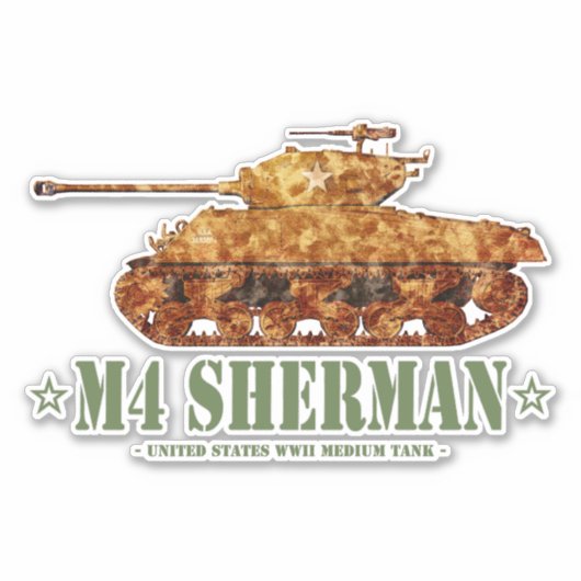 M4 Sherman Tweede Wereldoorlog Amerikaanse Medium  Sticker (Voorkant)