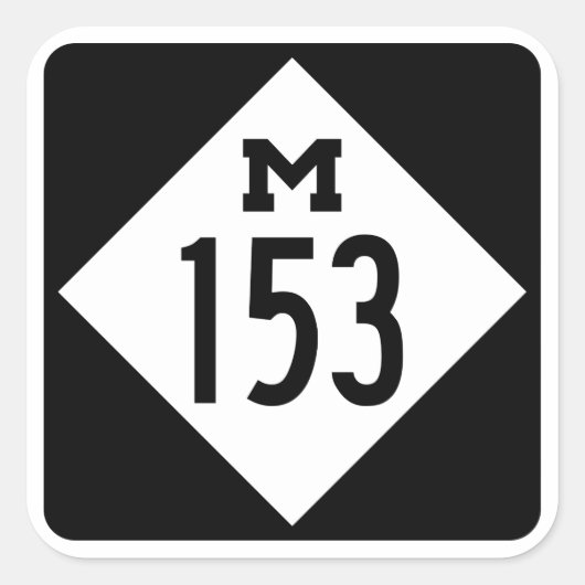 M-153 Ford Road Michigan Hwy Sign Square Sticker (Devant)