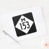 M-153 Ford Road Michigan Hwy Sign Square Sticker (Enveloppe)