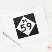 M-59 Highland/Hall Rd Mich Hwy Sign Square Sticker (Envelop)