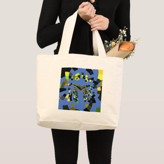 M Blauw Grote Tote Bag (Voorkant (product))