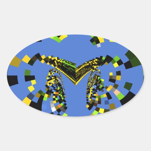 M Blauw Ovale Sticker (Voorkant)