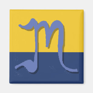 M (Bleu Moyen) Magnet Monogramme