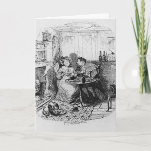 M. Bumble en Mevr. Corney die thee nemen Kaart