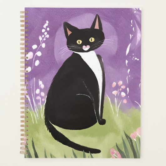 M. Chonk | Chat Tuxedo Violet Aquarelle (Devant)