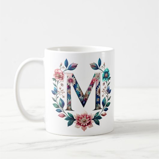 M Coffee Mug - Design floral pour le don (Gauche)