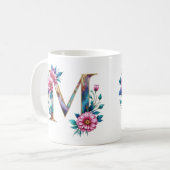 M Coffee Mug - Design floral pour le don (Devant gauche)