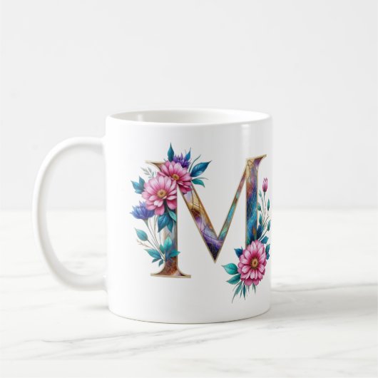 M Coffee Mug - Design floral pour le don (Gauche)